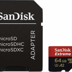 Sandisk Extreme Pro microSDXC 64GB Class 10 U3 V30 A2 UHS-I with adapter