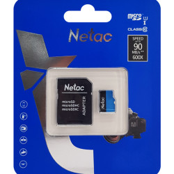 NETAC MICRO SD 64GB 90MB/S 600X CLASS 10 + ADAPTER MEMORY CARD 