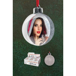 ΧΡΙΣΤΟΥΓΕΝΝΙΑΤΙΚΟ ΣΤΟΛΙΔΙ ΚΟΡΝΙΖΑ 7,5Χ7,5cm  ΜΠΑΛΑ  SILVER 